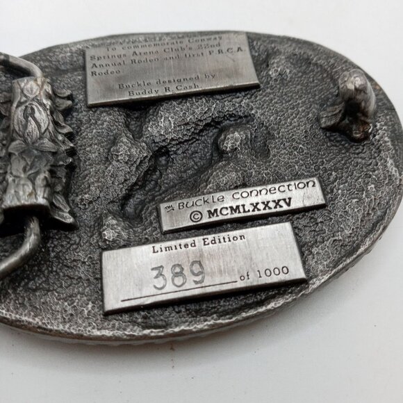 Bronc Rider Rodeo Belt Buckle Vintage 1985 Conway Springs Kansas PRCA Cowboy KS - Picture 8 of 9